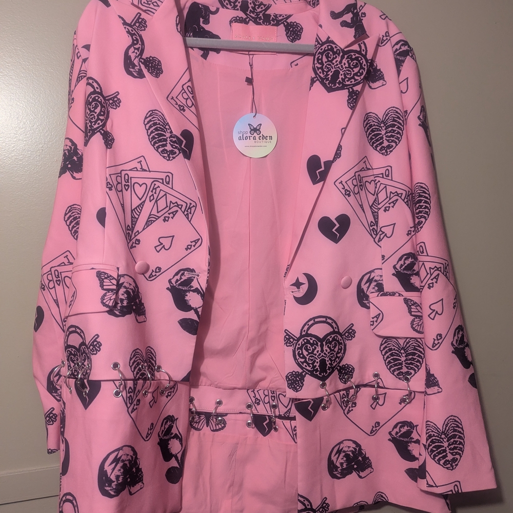 Vibrant Pink Graphic Women's Blazer - Picture 5 of 5